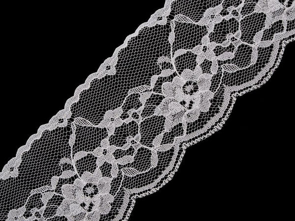 Premium White Floral Nylon Lace Trim, 50mm Wide - Elegant Decorative Ribbon for Gowns, Blouses, and Home Decor