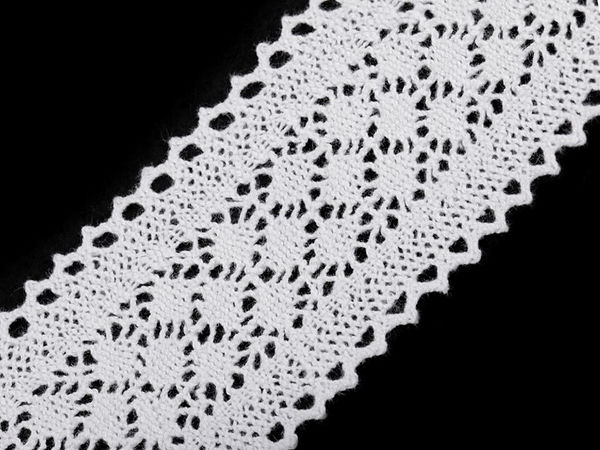 Premium Cotton Bobbin Lace Trim & Insert (60mm) - Elegant Crochet Style Decorative Border for Apparel, Home Textiles, and Crafts