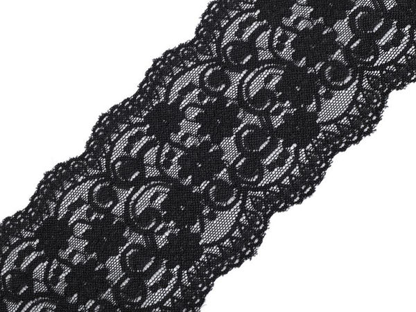 Premium Stretch Elastic Lace Trim (10cm Width) - Elegant Floral Pattern for Apparel, Lingerie, and Headbands