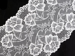 Premium 18.5cm Floral Stretch Elastic Lace for Apparel & Haberdashery