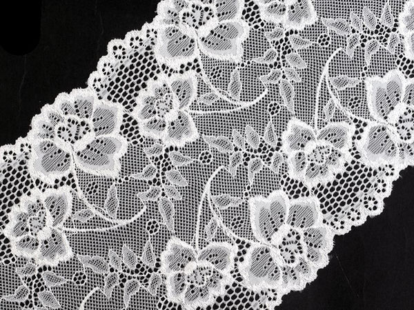 Premium 18.5cm Floral Stretch Elastic Lace for Apparel & Haberdashery