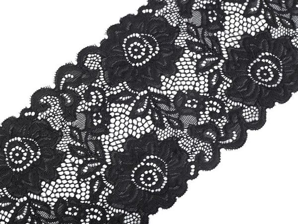Premium Stretch Floral Elastic Lace Trim (14cm Width) for Apparel and Crafts
