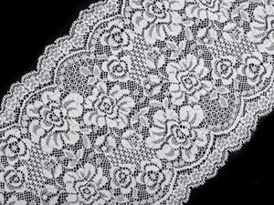 Premium Stretch Floral Elastic Lace Trim (18cm Width) - Elegant Haberdashery for Lingerie, Apparel, and Evening Wear