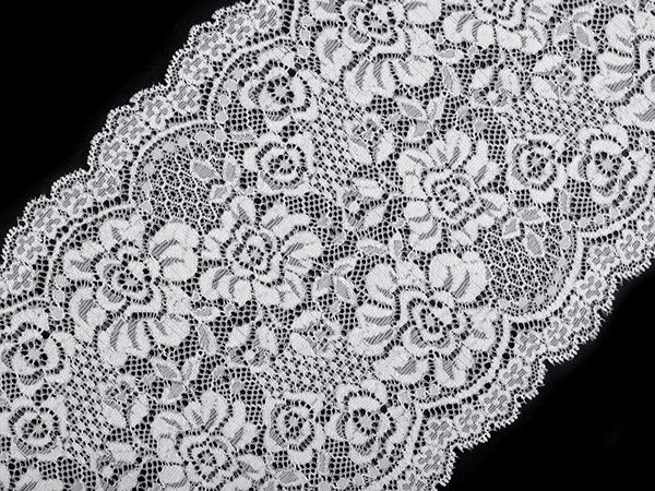 Premium Stretch Floral Elastic Lace Trim (18cm Width) - Elegant Haberdashery for Lingerie, Apparel, and Evening Wear