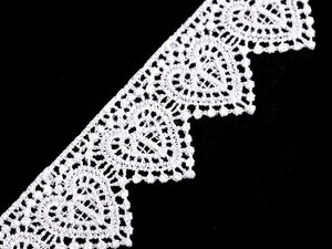 Premium Heart Pattern Guipure Lace Trim - 35mm White Applique Sewing Border for Apparel & Home Decor