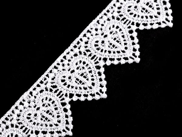 Premium Heart Pattern Guipure Lace Trim - 35mm White Applique Sewing Border for Apparel & Home Decor