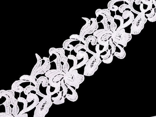 Premium Guipure Embroidered Lace Trim (70-75mm) – Elegant Ornamental Floral Border for Dressmaking, Apparel & Home Decor Crafts