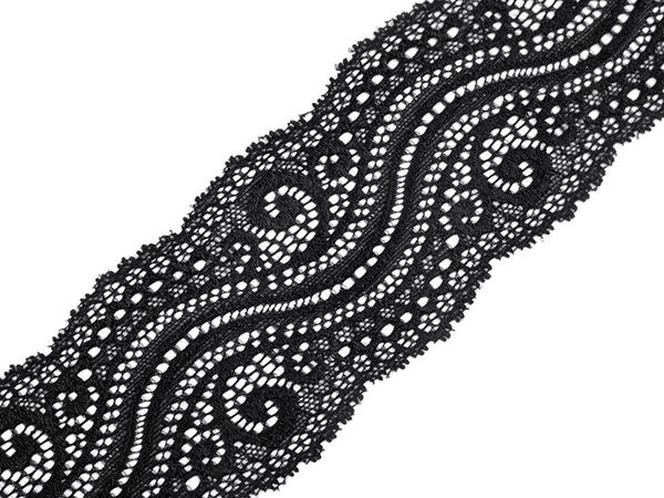 Premium Floral Elastic Stretch Lace Trim (65mm) for Apparel, Lingerie & Crafting
