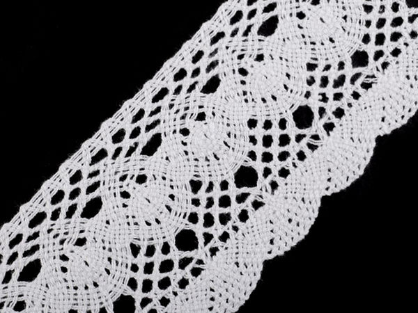 Premium Cotton Bobbin Lace Trim (75mm Width) - Elegant Border Ribbon for Sewing, Crafts, and Home Decor