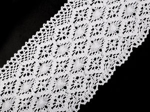 Premium Cotton Bobbin Lace Trim (11-12cm Width) - Elegant Border Ribbon for Sewing, Tablecloth Hems, Apparel & DIY Crafts