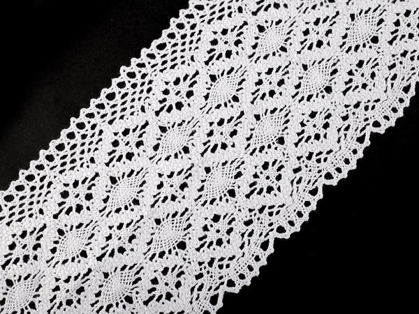 Premium Cotton Bobbin Lace Trim (11-12cm Width) - Elegant Border Ribbon for Sewing, Tablecloth Hems, Apparel & DIY Crafts