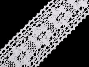 Premium Cotton Bobbin Lace Trim Insert - 50mm Width, White