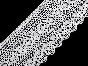 Premium White Cotton Bobbin Lace Trim - Elegant Pattern Edging for Sewing, Home Decor, and Crafts