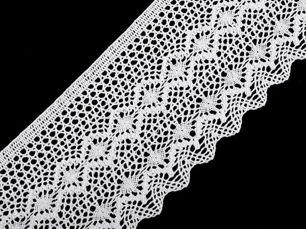 Premium White Cotton Bobbin Lace Trim - Elegant Pattern Edging for Sewing, Home Decor, and Crafts