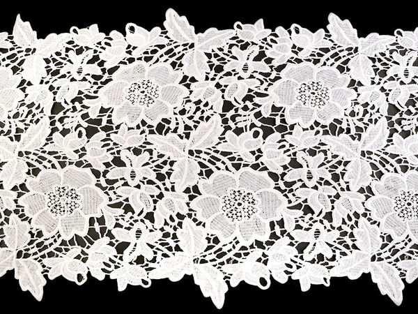 Premium Embroidered Floral Lace Trim & Table Runner, 36cm Width - Off-White