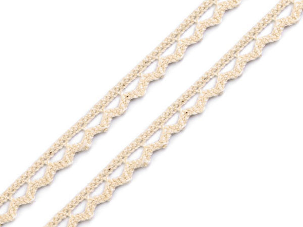 Premium Cotton Bobbin Lace Trim, 9mm Width - Delicate Eyelet Pattern for Sewing, Garment Hems & Home Decor