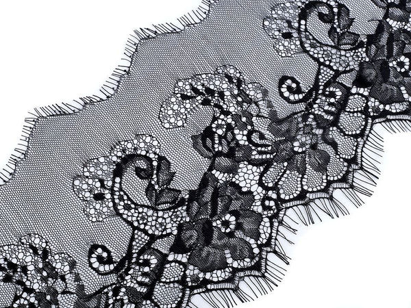 Premium Black French Lace Ribbon, Soft Delicate Floral Lace Trim for Lingerie and Bridal Wear, 17.5 cm Width (3-Meter Pack)