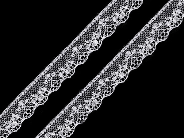 Premium 18mm Polyamide Nylon Lace Trim - Elegant Curved Edge Synthetic Lace for Sewing, Garments, and Home Decor