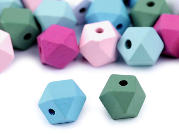 Lacquered Wooden Diamond Beads (15x20 mm) – Premium Mix for Jewelry Making & DIY Crafts