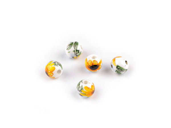 Premium 8mm Floral Porcelain Beads - Round Ceramic Flower Beads for Jewelry Making and DIY Crafts