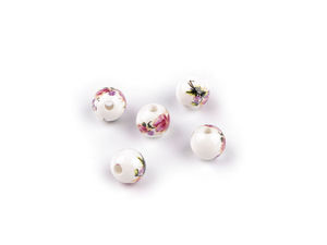 Premium 8mm Floral Porcelain Beads - Round Ceramic Flower Beads for Jewelry Making and DIY Crafts