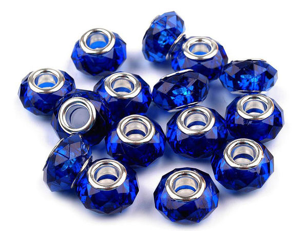 Lightweight Faceted Metallic Charm Beads with Large Hole - 14.5x9mm Spacer Beads for Custom Bracelets and DIY Jewelry Making