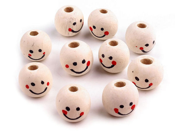 Premium Hand-Painted Wooden Face Beads (18mm) for Doll Making and DIY Jewelry Crafts