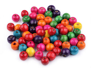 Premium Round Lacquered Wooden Beads - 10mm (Assorted Colors, ~35-Piece Pack)