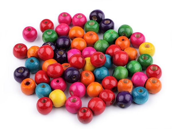Premium Round Lacquered Wooden Beads - 10mm (Assorted Colors, ~35-Piece Pack)