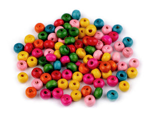 Premium 6mm Round Lacquered Wooden Beads with 3mm Hole - Multicolored Crafting Beads (10g Pack)