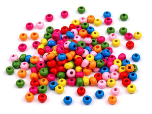 Premium Lacquered Round Wooden Beads Mix (5mm, 10g Pack) – Approx. 260 Pcs with 1.5mm Threading Hole for Jewelry Making, Beading & DIY Crafts