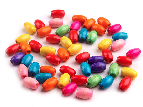 Lacquered Wooden Beads 7x10mm - Premium Lightweight Oval Craft Beads for Necklaces, Bracelets, and Pedigo Weaving