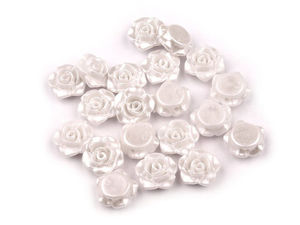 Elegant Pearlescent Rose Flower Beads (13mm) with Threading Hole for Jewelry Making and Applique Crafts