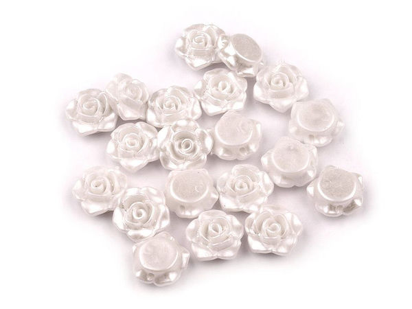 Elegant Pearlescent Rose Flower Beads (13mm) with Threading Hole for Jewelry Making and Applique Crafts