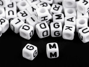 Cube Alphabet Beads for Jewelry Making, 6mm Black & White Letter Mix (47-50 Pcs)