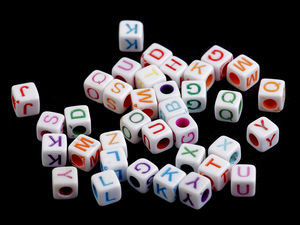 Premium 6mm Cube Alphabet & Number Beads for Friendship Bracelets & DIY Jewelry Making - Assorted Mix (65-Piece Pack)