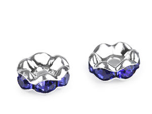 Premium 8mm Chaton Rondelle Spacer Beads - Crystal-Studded Metal Rings for Jewelry Making, Apparel & Crafts