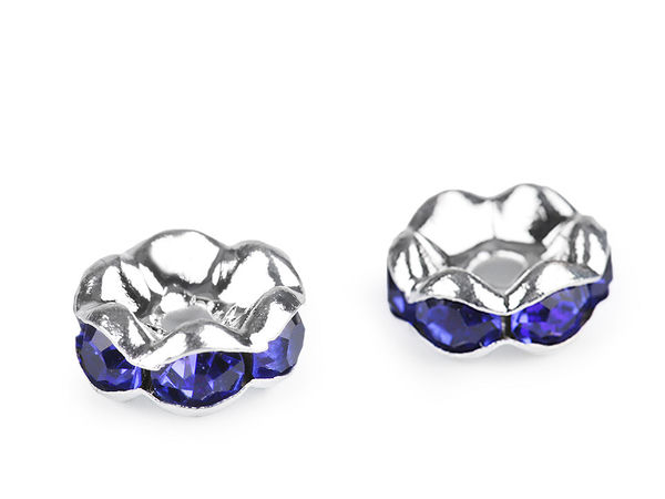 Premium 8mm Chaton Rondelle Spacer Beads - Crystal-Studded Metal Rings for Jewelry Making, Apparel & Crafts