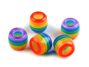Striped Plastic Charm Beads, 10x12mm Large Hole Spacer Beads for DIY Jewelry Making and Crafting