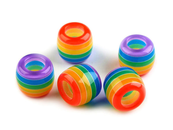 Striped Plastic Charm Beads, 10x12mm Large Hole Spacer Beads for DIY Jewelry Making and Crafting