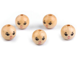 Premium 14mm Painted Face Wooden Beads - Natural Round Head Beads for Crafting, Puppets, and DIY Decor