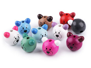 Handcrafted Wooden Bear Head Beads (24mm) – Premium Assorted Animal Spacer Beads for Jewelry Making, Keychains & DIY Crafts
