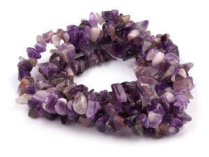 Natural Amethyst Mineral Chip Beads on Nylon Strand for Jewelry Making (Approx. 230 Beads)