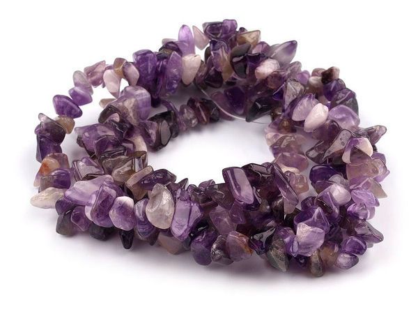 Natural Amethyst Mineral Chip Beads on Nylon Strand for Jewelry Making (Approx. 230 Beads)