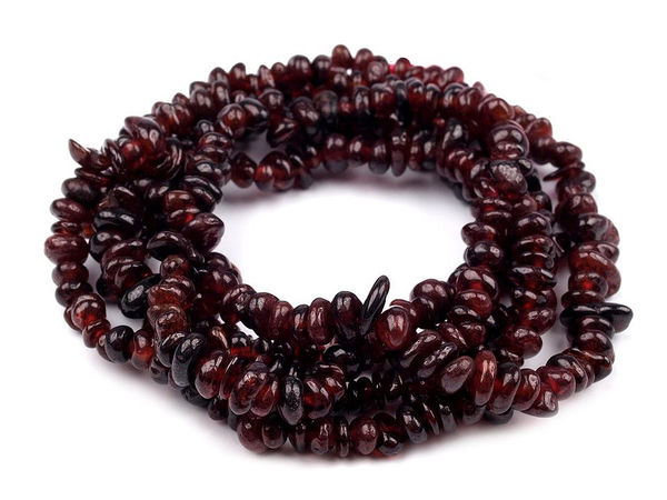 Natural Garnet Mineral Chip Beads Strung on Double Polyester Thread - Premium Gemstone Chips for Jewelry Making, DIY Crafts, Bracelets & Necklaces