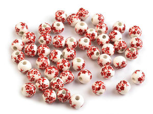 Premium 6mm Porcelain Floral Round Beads for Jewelry Making & DIY Crafts
