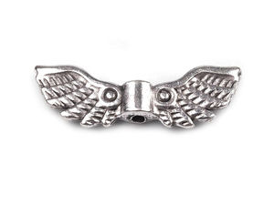 Premium Platinum Metal Angel Wing Spacers (7x22mm) - Double-Sided Relief Charms for Jewelry Making and Crafting