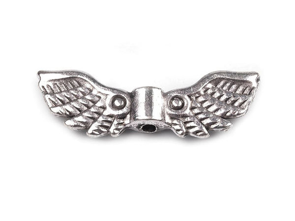 Premium Platinum Metal Angel Wing Spacers (7x22mm) - Double-Sided Relief Charms for Jewelry Making and Crafting
