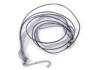 Multi-Strand Organza & Waxed Cord Necklace Ribbon with Clasp - 43cm DIY Pendant Stringing Material