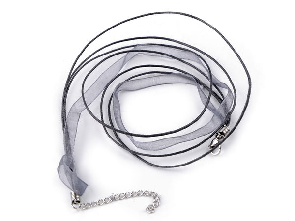 Multi-Strand Organza & Waxed Cord Necklace Ribbon with Clasp - 43cm DIY Pendant Stringing Material